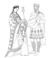 A coloring page of middle ages clothing